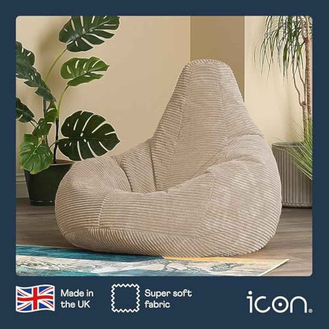 Beige Large Adult Bean Bag Chair (with Filling)