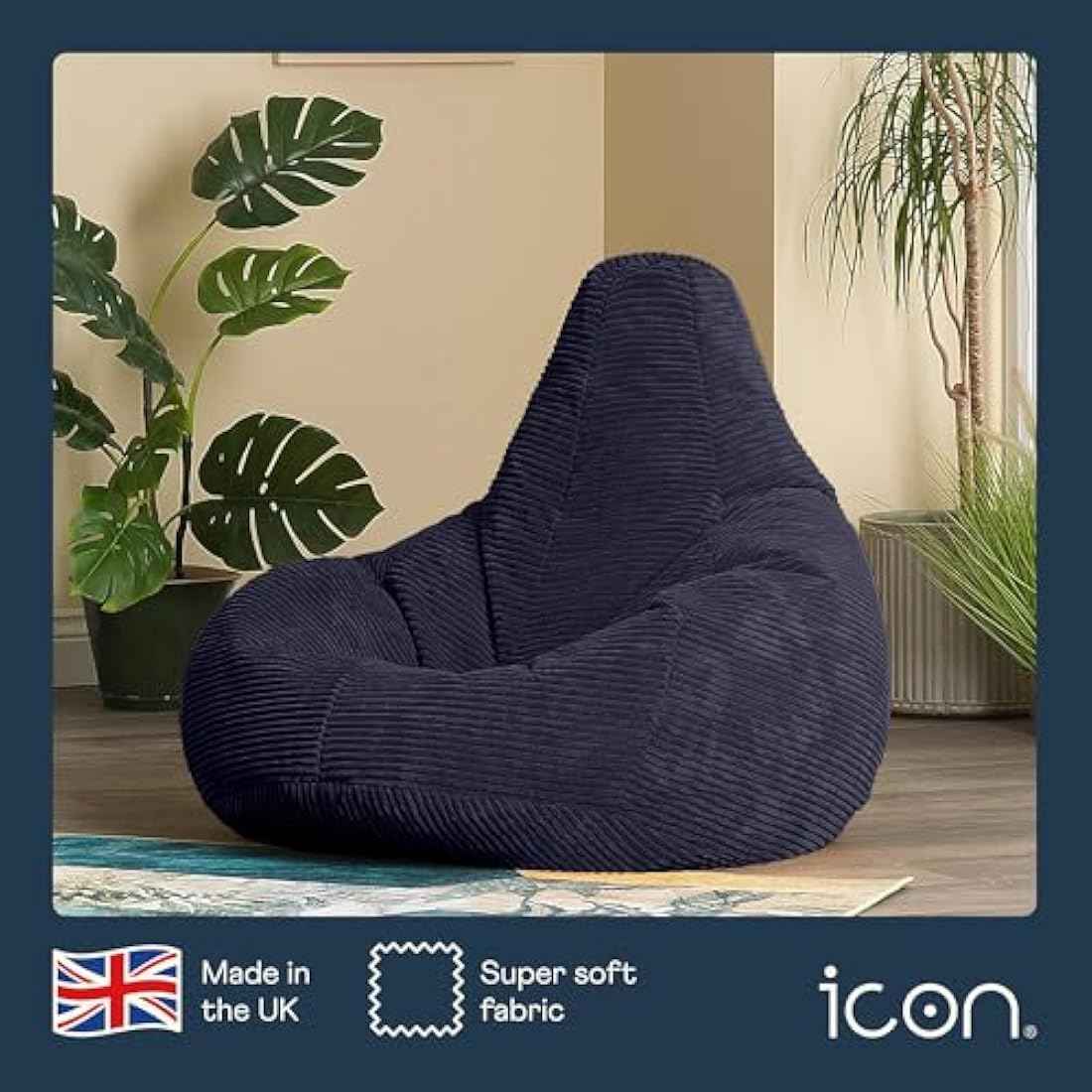 Navy Blue Large Adult Bean Bag Chair (with Filling)