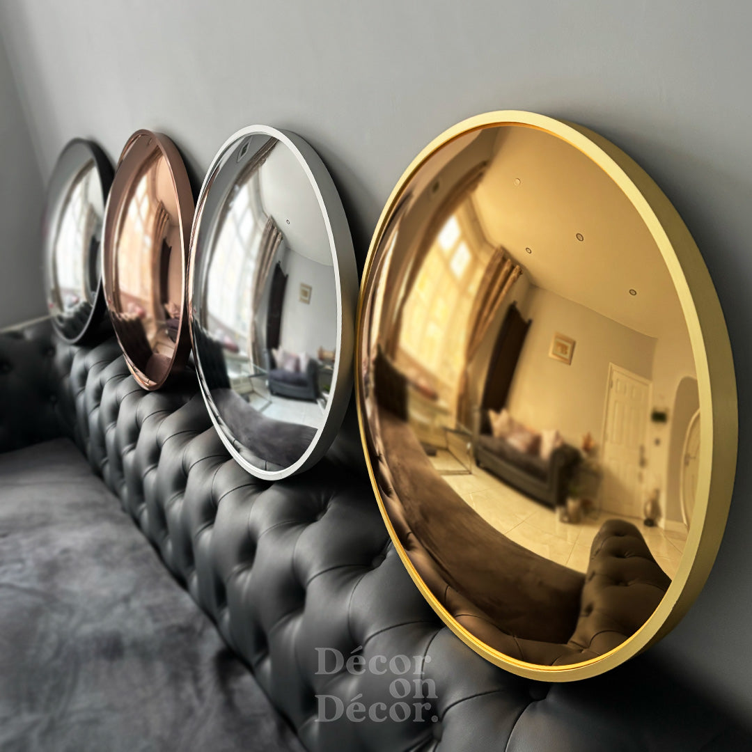 Bubble Mirror – 50.5cm Convex Wall Mirror with Matte Metal Frame (Gold, Black, Silver, Copper)