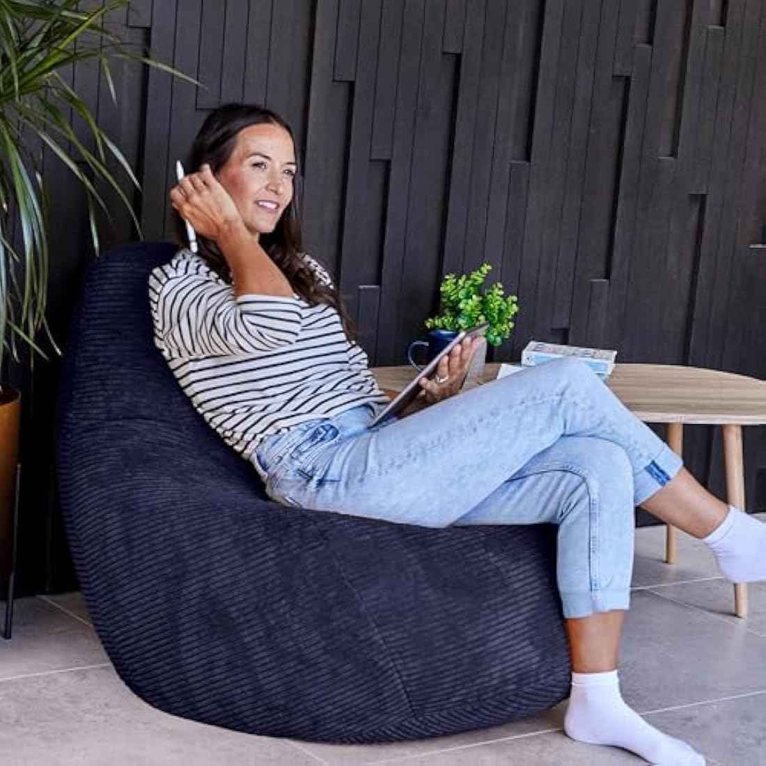 Navy Blue Large Adult Bean Bag Chair (with Filling)