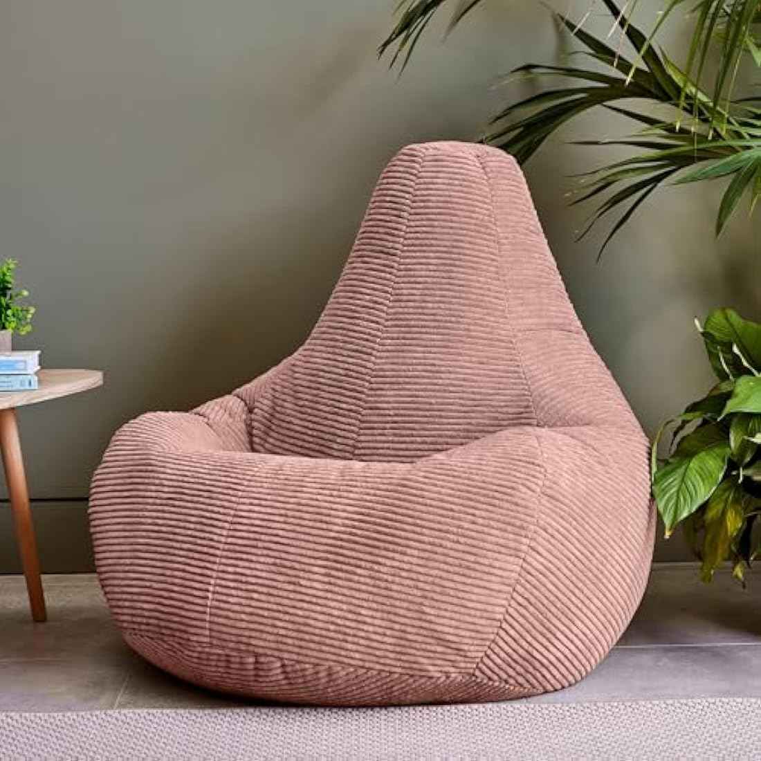 Large Adult Bean Bag Chair – Corduroy Lounge Chair with Filling