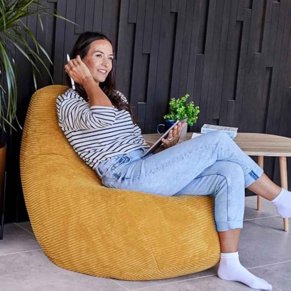 Yellow Large Adult Bean Bag Chair (with Filling)