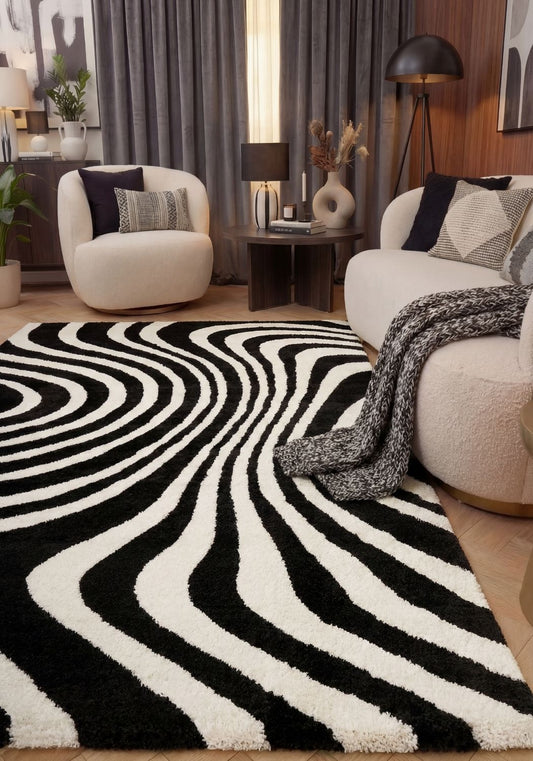 Striped Wavy Rug – Modern Decorative Floor Rug for Living Room & Bedroom