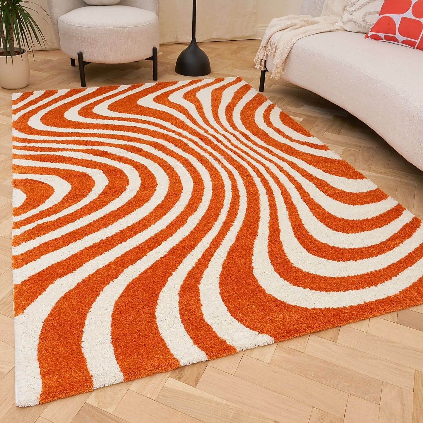 Joli Striped Orange & White Rug