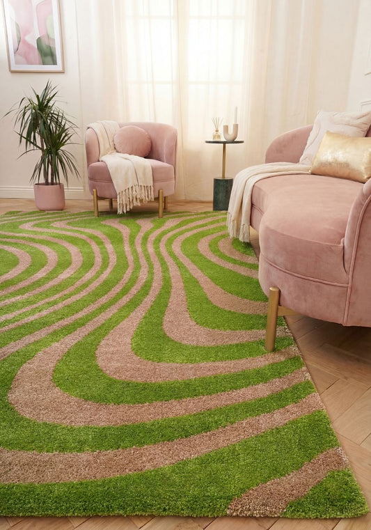 Joli Striped Green & Pink Rug