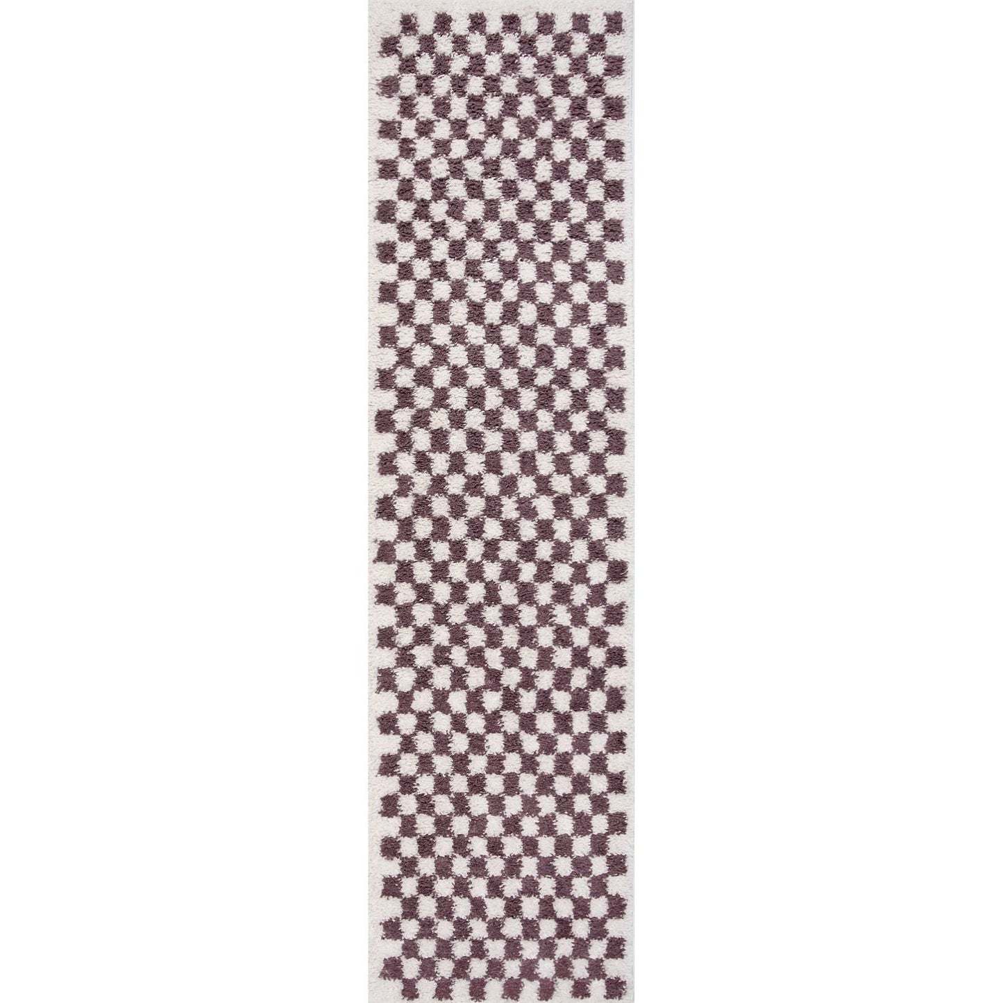 Moodi Shaggy Purple Mosscheck Rug