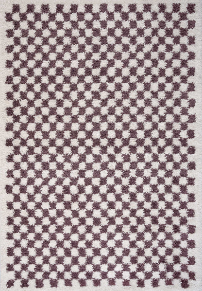 Moodi Shaggy Purple Mosscheck Rug