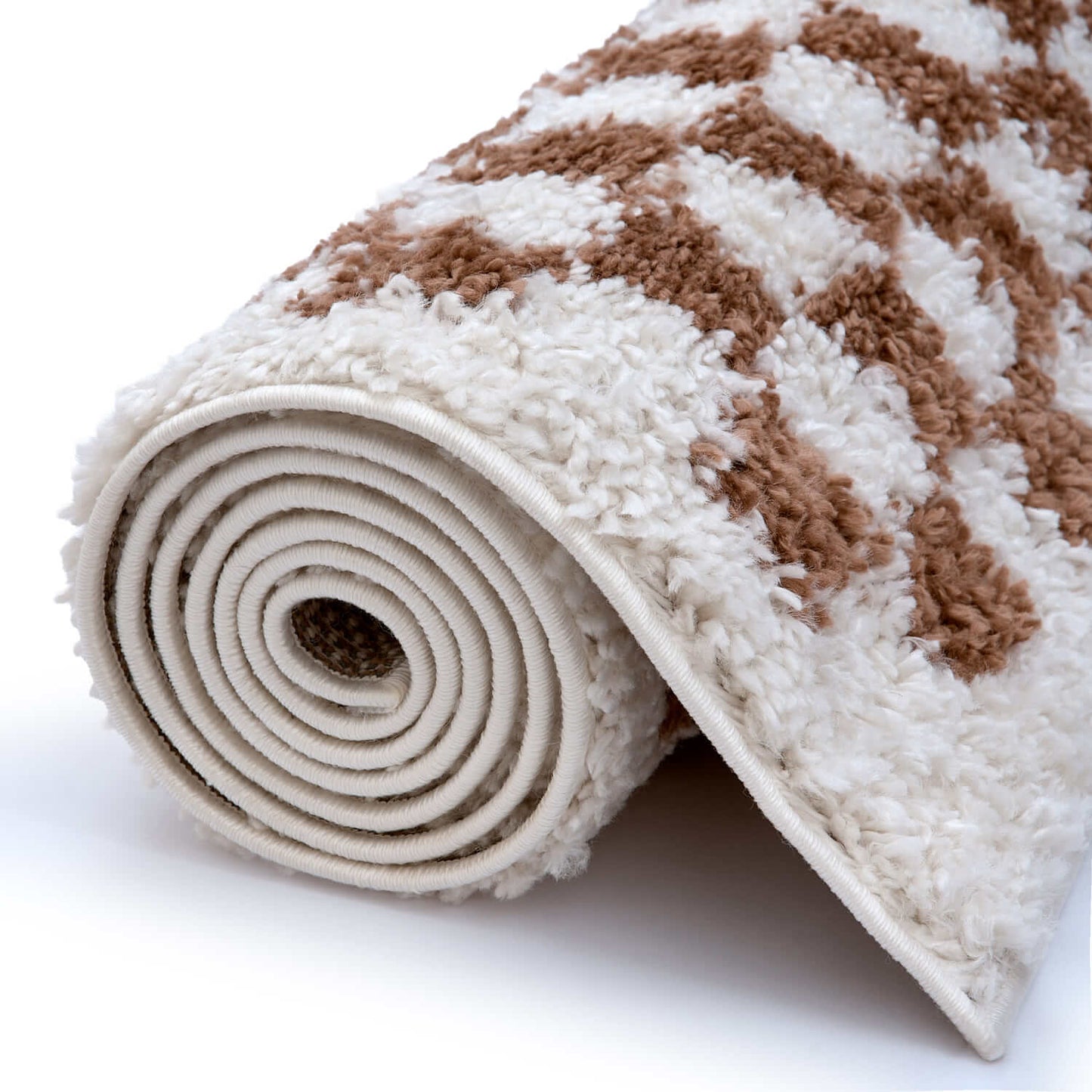 Checkered Shaggy Rug – Plush Decorative Floor Rug for Living Room, Bedroom & Hallway