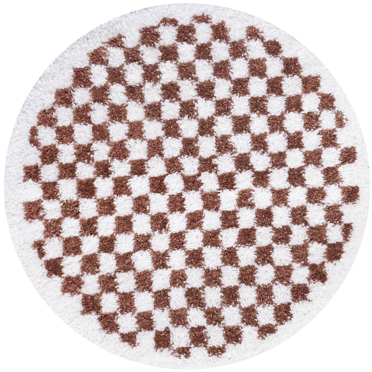 Checkered Shaggy Rug – Plush Decorative Floor Rug for Living Room, Bedroom & Hallway