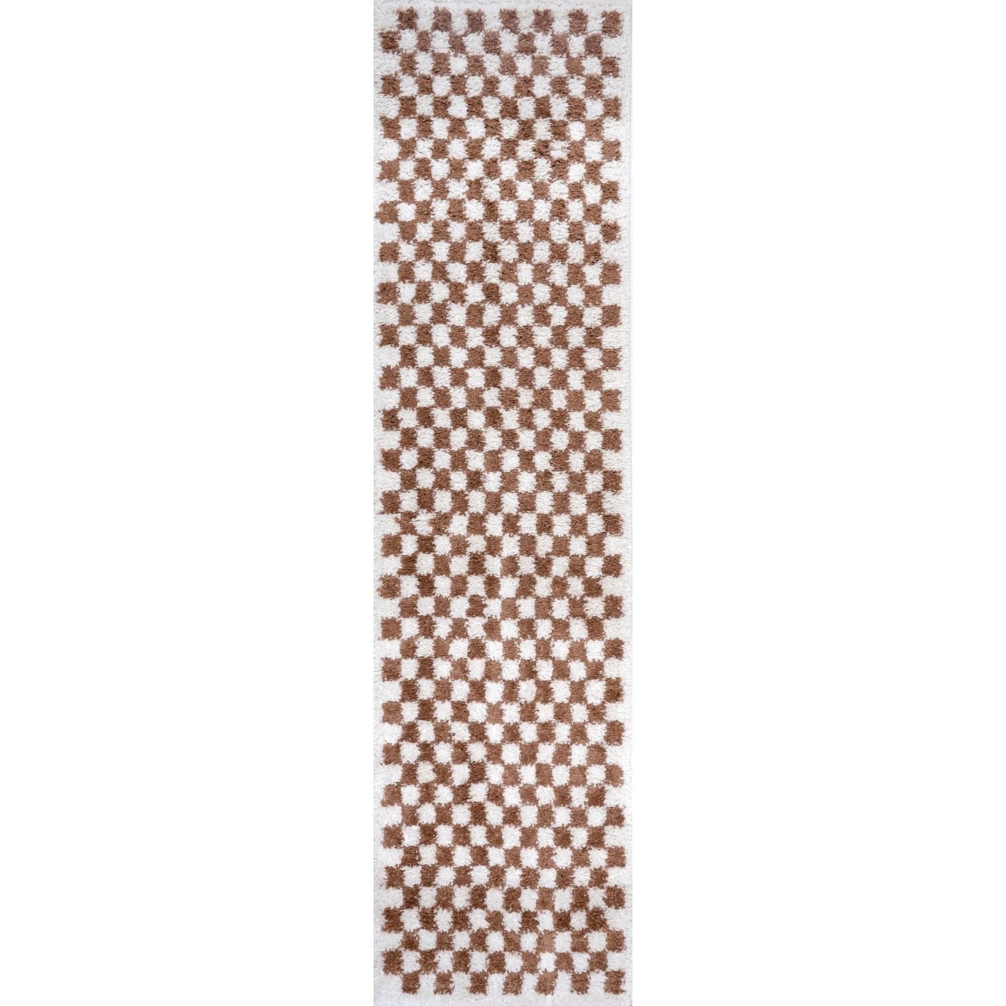 Checkered Shaggy Rug – Plush Decorative Floor Rug for Living Room, Bedroom & Hallway