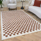 Checkered Shaggy Rug – Plush Decorative Floor Rug for Living Room, Bedroom & Hallway
