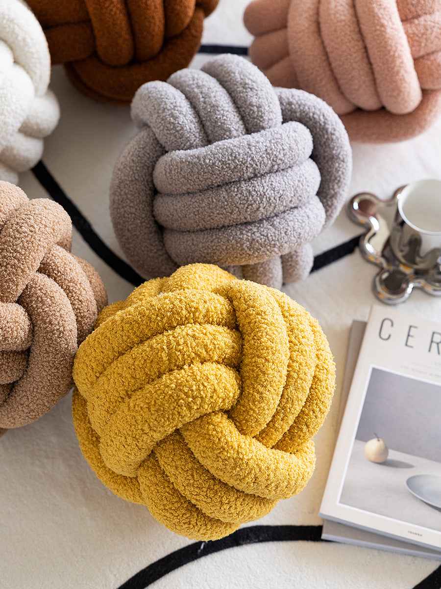 Knot Spherical Cushion – Nordic Round Decorative Pillow, 22cm & 28cm, Multiple Colours