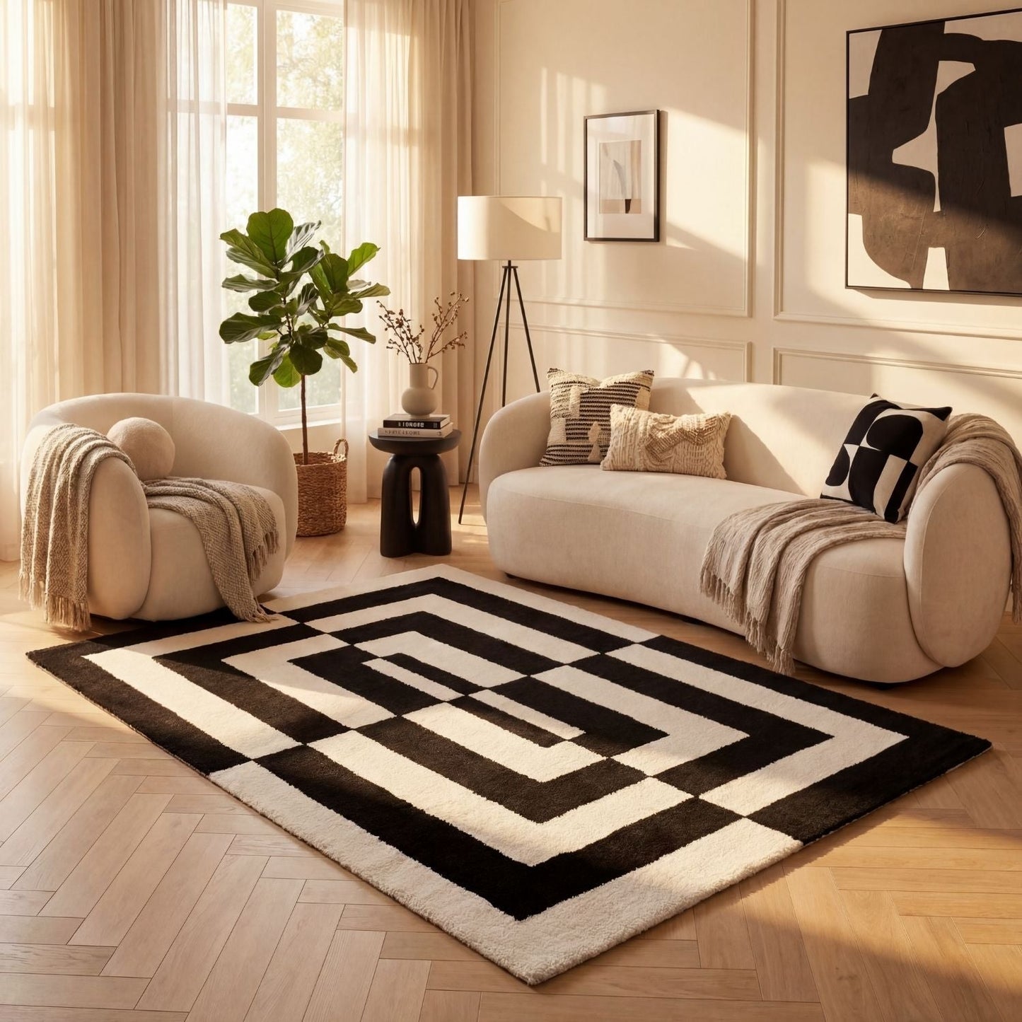 Geometric Rug – Modern Decorative Floor Rug for Living Room, Bedroom & Lounge