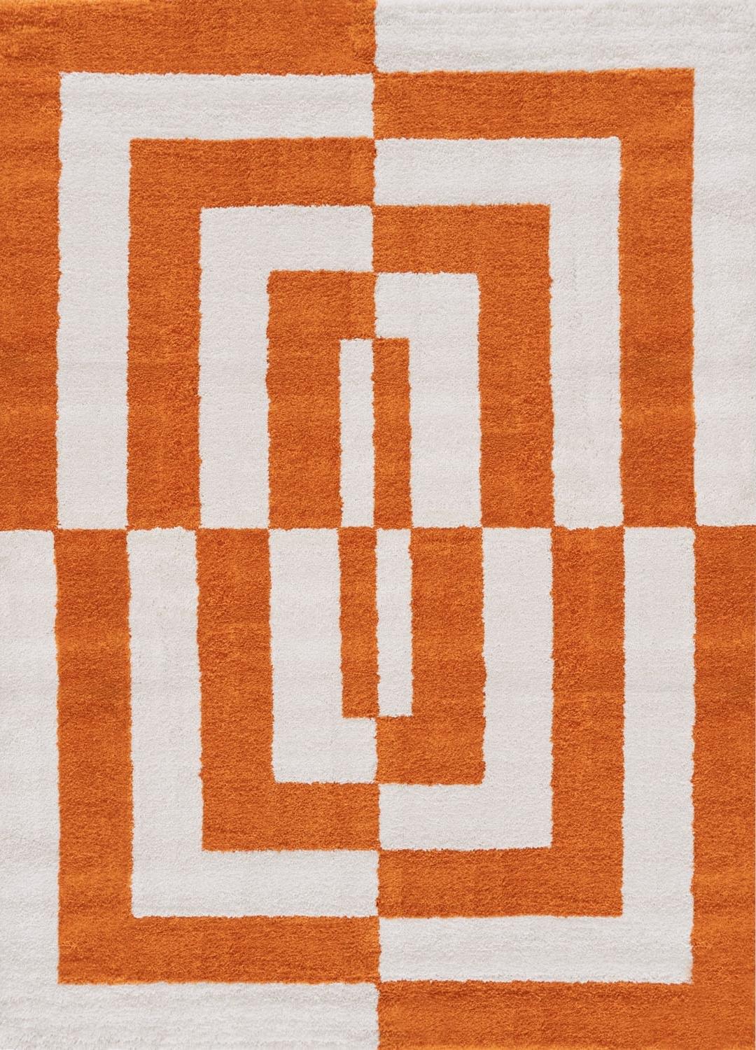 Joli Geometric Orange & White Rug