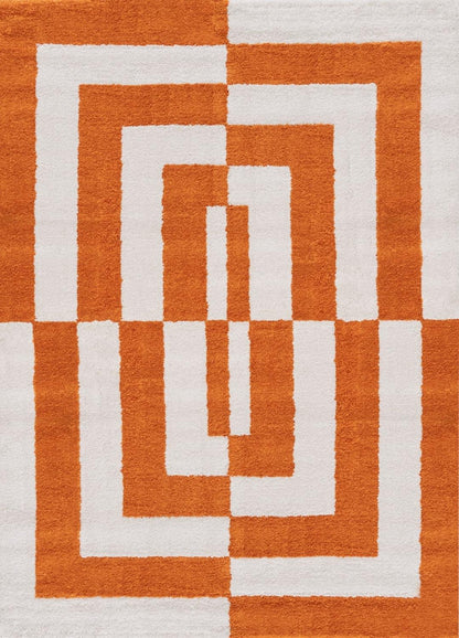 Joli Geometric Orange & White Rug