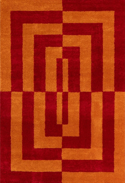 Joli Geometric Red & Orange Rug
