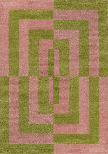 Joli Geometric Green & Pink Rug