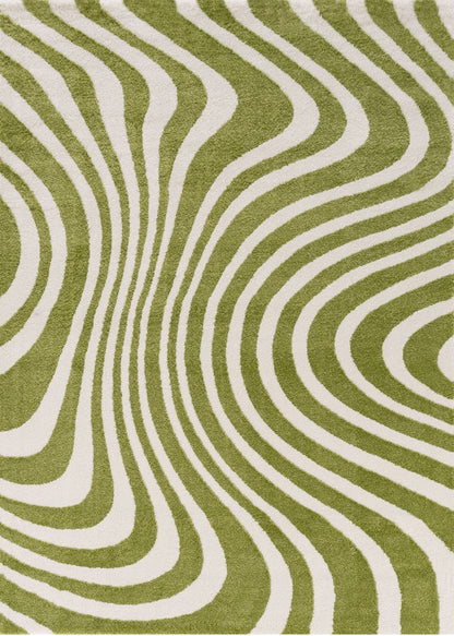 Joli Striped Green & White Rug