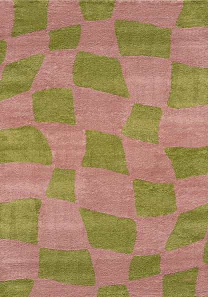 Joli Checkered Green & Pink Rug