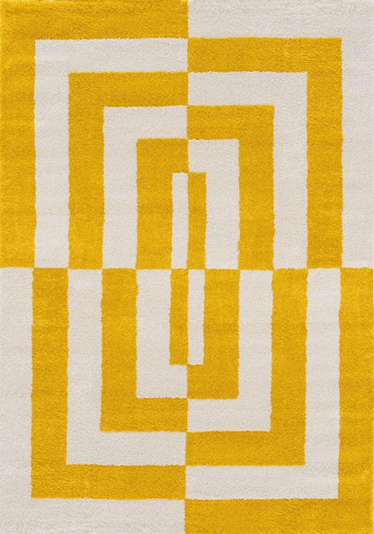 Joli Geometric Yellow & White Rug