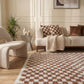 Checkered Shaggy Rug – Plush Decorative Floor Rug for Living Room, Bedroom & Hallway