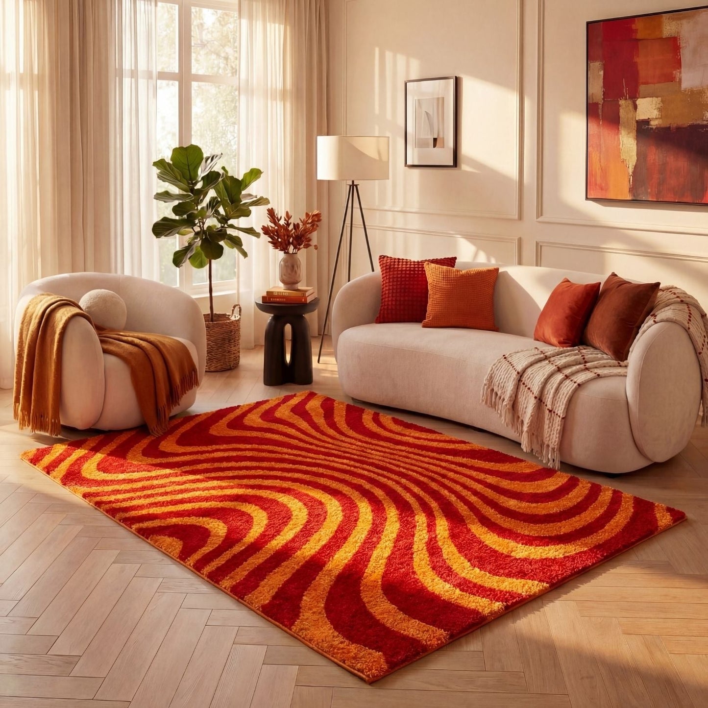 Joli Striped Red & Orange Rug