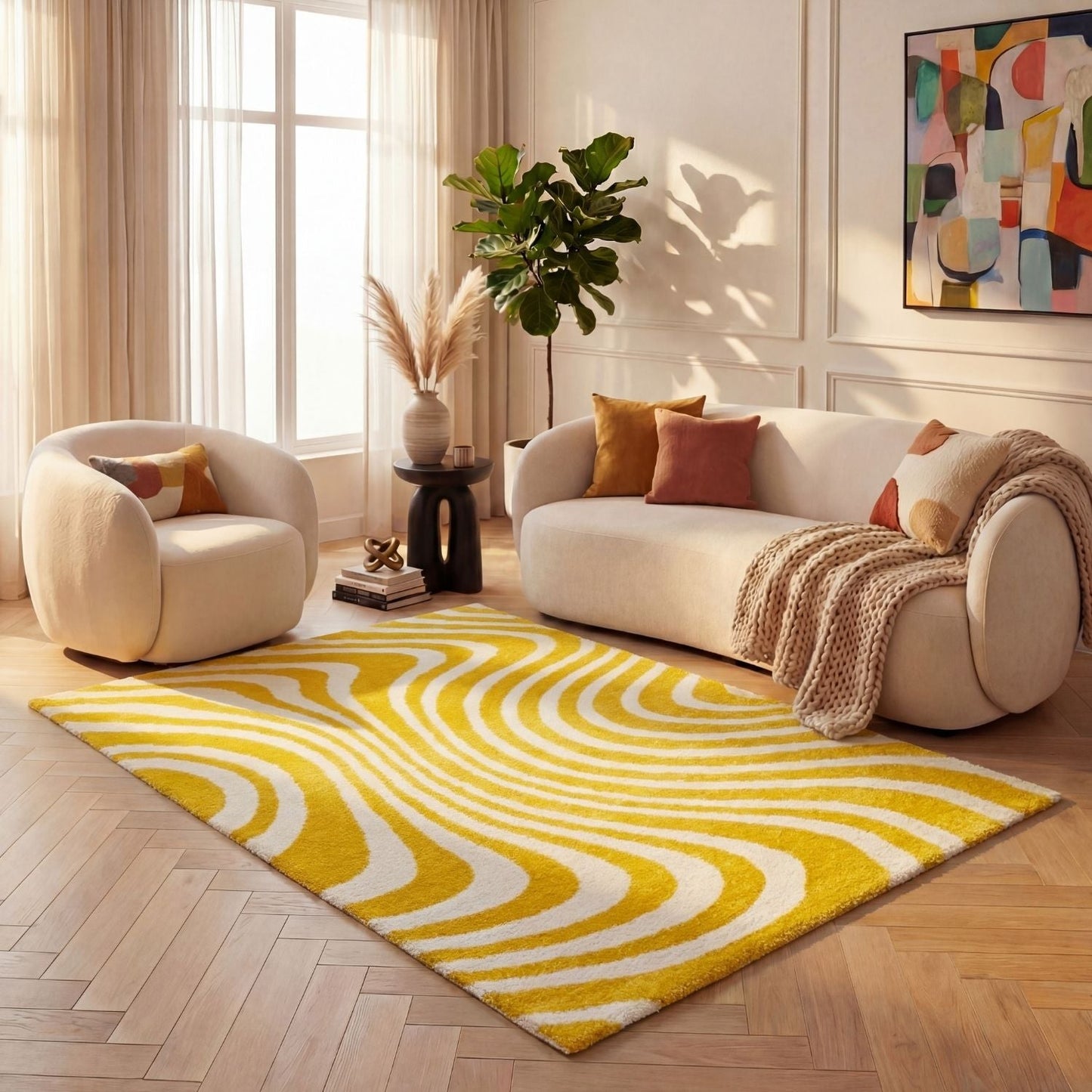 Joli Striped Yellow & White Rug